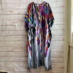 VINTAGE WINLAR‎ KIMONO/PATIO DRESS IN ABSTRACT PRINT